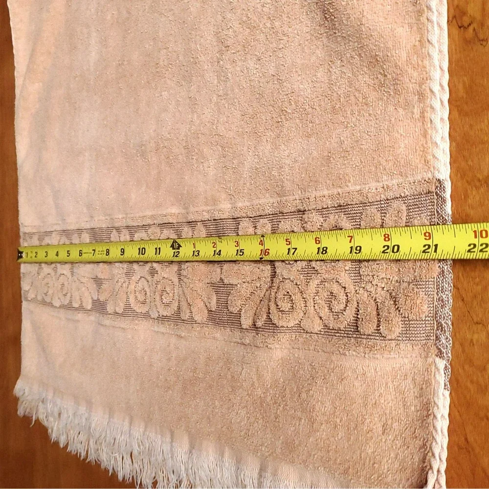 Cannon Monticello Cotton Blend Bath Towel Faded Orange Floral Texture Fringe